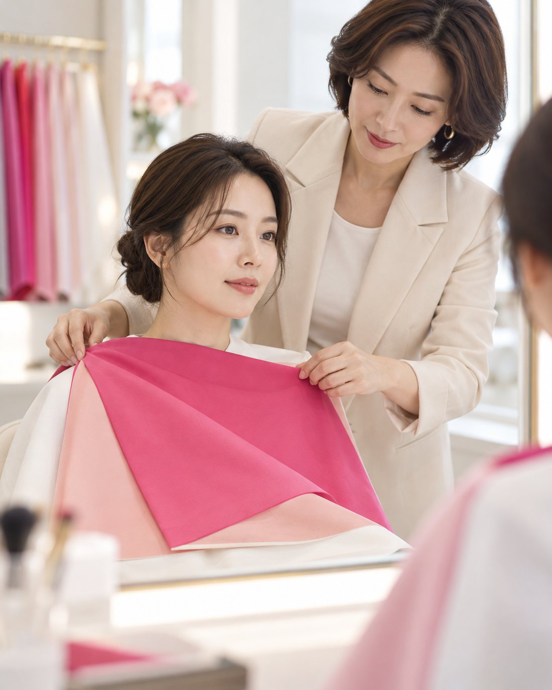 퍼스널컬러 드레이핑 진단 장면